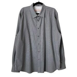 Robert Graham Shirt Mens 2XL Black Modern Americana Houndstooth Retro Preppy